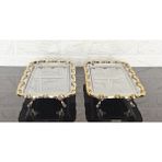 Özbience 6'lı Ayaklı Sunum Tepsisi ve Baton Pasta Servisi, Gold Çerçeve, 32 cm - Açık Bej - Seçenek 1