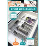Özbience 8 Parça Modüler Kaşıklık ve Organizer Seti, Çekmece Için Düzenleyici - Açık Bej - Seçenek 1