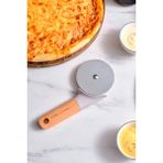 Özbience Ahşap Saplı Pizza Dilimleyici 18,8 Cm, Pratik ve Şık Mutfak Gereci - Altın - Gri