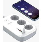 Özbience Akıllı Wi-Fi Priz 3’lü, 30W Type-C, USB ve Uzaktan Kontrol ile - Ahşap - Bej - Siyah