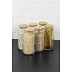 Özbience Bambu Kapaklı Vakumlu Cam Kavanozlar, Baharat Takımı, 6'lı Set, 1440ML - Seçenek 1