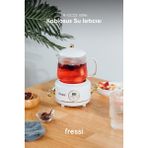 Özbience Beyaz 600ML Çok Fonksiyonlu Elektrikli Cam Su Isıtıcısı Kettle - Ahşap - Beyaz