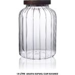 Özbience Büyük Boy 1.8l Cam Kavanoz, Saklama Kabı, Bakliyat, Kahve, Baharat Için - Ahşap - Ceviz