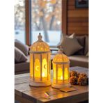 Özbience Büyük Boy 2'li Ramazan Feneri Seti, Tealight LED Hediyeli, Ev ve Ofis Dekoru - Açık Bej