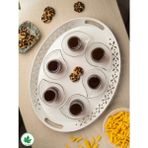 Özbience Büyük Oval Metal Servis Tepsisi, Romantik ve Şık Tasarım - Ahşap - Beyaz - Seçenek 1
