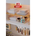 Özbience Çift Katlanabilir Dolap Içi Organizer Raf, Mutfak Düzenleyici, Gold Renk - Altın - Seçenek 1