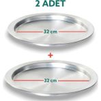 Özbience Çiftli 32 cm Alüminyum Künefe ve Kadayıf Tepsisi Seti - Altın - Gümüş - Bakır - Seçenek 1