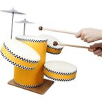 Özbience Çocuklar Için Ahşap ve Deri Bateri Seti, Eğlenceli Müzik Deneyimi - Seçenek 1 - Altın - Turkuaz