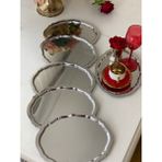 Özbience Dalgalı Çelik Oval Tepsi 6'lı Set, Şık ve Dayanıklı Servis Tepsileri - Altın - Seçenek 1