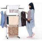 Özbience Dayanıklı 3 Katlı Alüminyum Çamaşır Kurutmalığı, Pratik ve Şık Tasarım - Ahşap - Seçenek 1