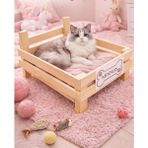 Özbience Doğal Ahşap Kedi Yatağı 50X30X25 Cm, Yükseltilmiş ve Şık Tasarım - Antrasit