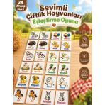 Özbience Eğlenceli Çiftlik Hayvanları Ahşap Hafıza Kartları, 24 Parça Eşleştirme Seti - Seçenek 1