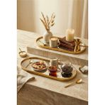Özbience Gold Çerçeveli 2’li Oval Aynalı Dekoratif Tepsi (13X30) - Altın - Seçenek 1