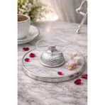 Özbience Gümüş Dekoratif Ayak Lokumluk ve Sunumluk, 8 cm Pleksi Cam Stand - Altın - Gümüş - Seçenek 1
