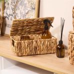 Özbience Hasır Çok Amaçlı Dikdörtgen Kapaklı Kutu, 28X20 cm - Cappuccino - Seçenek 1