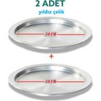 Özbience Iki Adet 18 cm Iç, 24 cm Dış Ölçü Künefe Tepsisi Seti - Altın - Seçenek 1