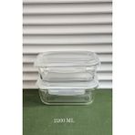 Özbience Iki Parça Isıya Dayanıklı Cam Saklama Kabı Seti, Kahvaltılık 2260 ml - Ahşap - Beyaz - Seçenek 1