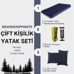 Özbience Kamp Seti: Çift Kişilik Şişme Yatak, 2 Yastık ve Pompa ile Rahat Uyku - Seçenek 1