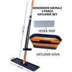 Özbience Katlanabilir Tekerlekli Mop Seti, Yedek Bezi ve Kendinden Sıkmalı Tasarım - Cappuccino - Seçenek 1
