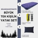 Özbience Konforlu Tek Kişilik Şişme Yatak ve Kamp Seti, Yastık ve Pompa Dahil - Seçenek 1