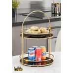 Özbience Lüks 2 Katlı Altın Sunum ve Organizer Pasta Standı, 40CM, Mutfak Düzeni - Seçenek 1