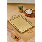 Özbience Lüks Dikdörtgen Paslanmaz Çelik Sunum Tepsisi 40X53 cm - Altın - Seçenek 1