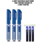 Özbience Mavi Renkli Yazı Tahtası Kalemi Seti, 3'lü ve Kartuşlu - 0- Koyu Mavi - Seçenek 1