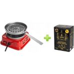 Özbience Mini Kare Elektrikli Ocak ve 1 kg Kömür ile Pratik Kullanım - Altın - Turkuaz