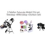 Özbience Mobil Uyumlu 3'lü Teleskop, Mikroskop ve Dürbün Seti - Ahşap - Seçenek 1