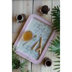 Özbience Pembe Desenli Dikdörtgen Tepsi 32X43 Cm, Şık ve Kullanışlı Tasarım - Ahşap - Bej - Seçenek 1