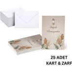 Özbience Ramazan Temalı Hediye ve Tebrik Kartı Seti, 25 Adet, Zarflı, 6x8 cm - Açık Bej - Seçenek 1