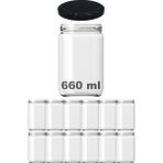 Özbience Şeffaf Cam Kavanoz 660 Ml, Metal Kapaklı, 12 Adet Set - Ahşap