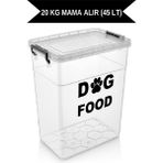 Özbience Şeffaf Köpek Maması Saklama Kabı, 20 Kg'lık, Büyük Boy, Bpa Içermeyen - Ahşap - Beyaz - Seçenek 1