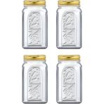 Özbience Şeffaf Metal Kapaklı 1500CC Kavanoz 4'lü Set - Ahşap - Beyaz