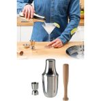 Özbience Shaker Tokmak Jigger Seti – 3 Parça Kokteyl Hazırlama Aksesuarları - Açık Bej - Seçenek 1