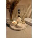 Özbience Şık 5li Set Mum Çizgili Vazo Tealight ve Oda Kokusu Takımı - Ahşap - Beyaz - Seçenek 1