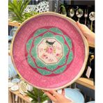 Özbience Şık Akrilik Yuvarlak Tepsi Karnaval Pink 40X5 cm - Açık Bej - Seçenek 1