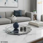 Özbience Şık Aynalı Yuvarlak Dekoratif Tepsi 34X34X5CM - Altın - Gümüş - Bakır - Seçenek 1