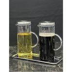 Özbience Şık Cam Yağdanlık ve Sirkelik Seti, 1,5 Litre, Çelik Kapaklı, Modern Tasarım - Seçenek 1