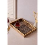 Özbience Şık Siyah Mermer Tepsi 25X37 Cm, Elegant Ev ve Dekorasyon Aksesuarı - Açık Bej - Seçenek 1