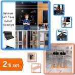 Özbience Yapışkanlı Kara Yazı Tahta Sticker ve Ahşap Yağdanlık Altlığı Seti, 2'li - 12M-Krem - Seçenek 1