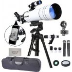 Özbience Yüksek Çözünürlüklü Teleskop, Çanta, Tripod, Telefon Tutucu ve Güneş Filtresi - Ahşap - Beyaz - Seçenek 1
