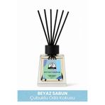 Özcan Bey Beyaz Sabun Hamam Kokulu Bambu Çubuklu Oda Kokusu White Soap 100ml - Dekoratif Cam Şişe