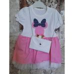 Özcan Kız Bebek Baskılı Elbise - 6 Ay - 001-Beyaz