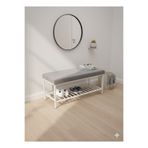 ÖZCAN METAL Beyaz Metal Ayaklı Raflı Bench Puf Bank Antre Mutfak Salon Yatak Odası Puf Bank 105×40