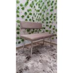 Özcan Mobilya Aksesuar Krom Metal Ayaklı Metal Kasalı Sırtlı Mutfak Salon Antre Yatak Odası Balkon Bench Puf Bank Oturak - Krem