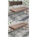 Özcan Mobilya Aksesuar Krom Metal Ayaklı Sırtlı & Sırtsız Mutfak Salon Antre Yatak Odası Puf Bank Oturak Takımı - Açık Kahverengi