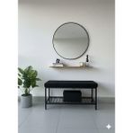 Özcan Mobilya Aksesuar Metal Ayaklı Raflı Bench Puf Bank Antre Mutfak Salon Yatak Odası Puf Bank 105×40 - Siyah