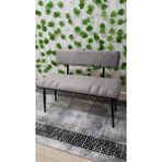 Özcan Mobilya Aksesuar Siyah Metal Ayaklı Metal Kasalı Sırtlı Mutfak Salon Antre Yatak Odası Balkon Puf Bank Bench Oturak - Açık Gri