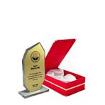 Özcan Tasarım Kadife Kutulu Cam Plaket - Lüks Kutulu Kristal Plaket - Kırmızı Kutulu Cam Plaket